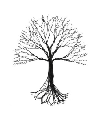 ORIGEN Home Decor Adorno Árbol Apliques Metal | Aplique Metal Gris - 42x35x2cm