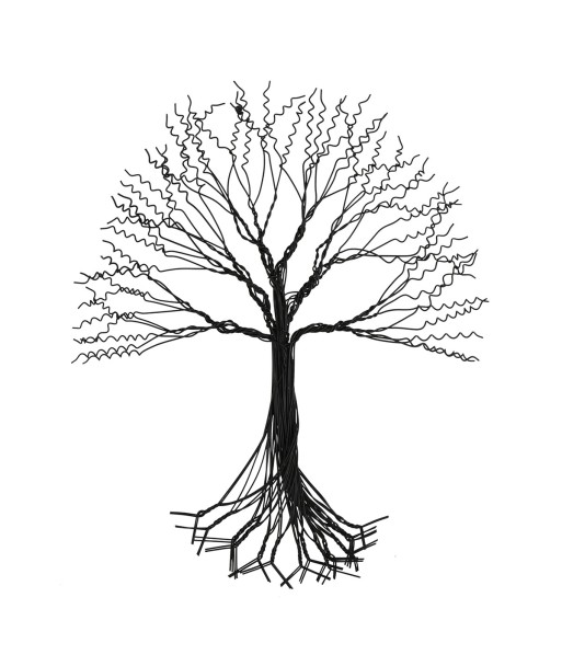 ORIGEN Home Decor Adorno Árbol Apliques Metal | Aplique Metal Gris - 42x35x2cm
