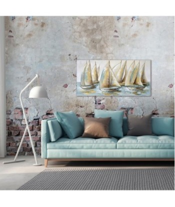 ORIGEN Home Decor Cuadro veleros Cuadros | Cuadro Plateado Rectangular - 120x60x3cm