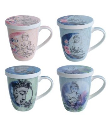 ORIGEN Home Decor Taza estampado4 Uni. Mugs Y Vasos | Taza Azul - 12x12x10cm