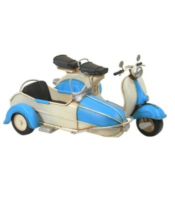 ORIGEN Home Decor Figura Scooter con sidecar Vehiculos | Modelismo Vehículos Terrestres Azul - 17x32x23cm
