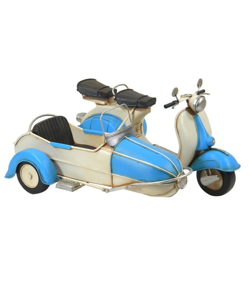 ORIGEN Home Decor Figura Scooter con sidecar Vehiculos | Modelismo Vehículos Terrestres Azul - 17x32x23cm