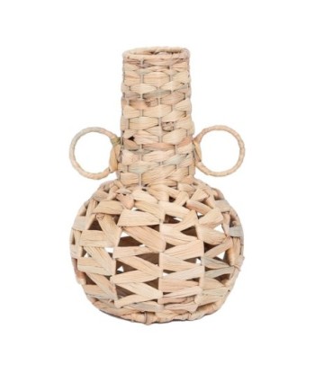 Jarrón Beige de Palma y Hierba Marina, Decoración Natural para Hogar, Jarrón Estilo Boho, Accesorio de Decoración