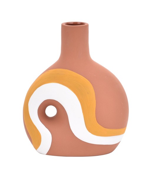 ORIGEN Home Decor Jarrón Jarrones Y Portavelas | Jarrón Marrón - 18x15x7cm