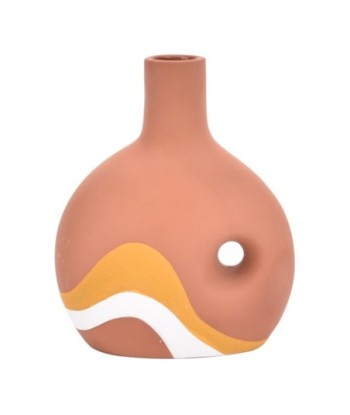 ORIGEN Home Decor Jarrón Jarrones Y Portavelas | Jarrón Marrón - 18x15x7cm