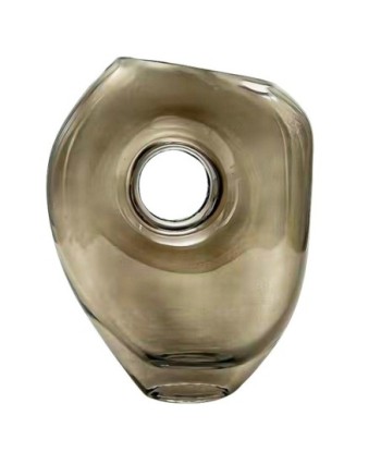 ORIGEN Home Decor Jarrón cristal Jarrones Y Portavelas | Jarrón Plateado - 22x17x6cm