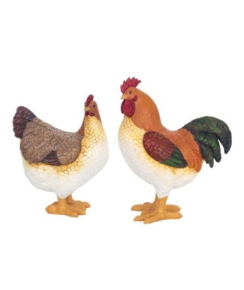 ORIGEN Home Decor Figura Gallina 2 U Animales | Figura de Gallina Naranja - 27x23x11cm