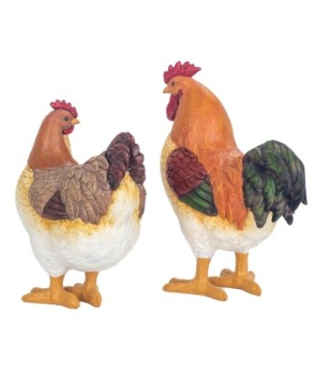 ORIGEN Home Decor Figura Gallina 2 U Animales | Figura de Gallina Naranja - 27x23x11cm
