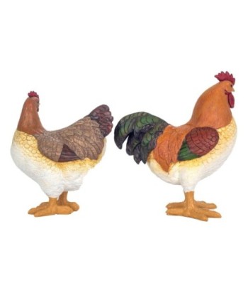 ORIGEN Home Decor Figura Gallina 2 U Animales | Figura de Gallina Naranja - 27x23x11cm