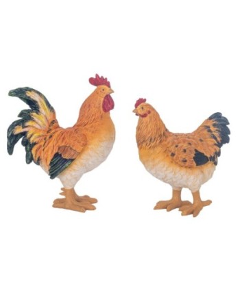 ORIGEN Home Decor Figura Gallina 2 U Animales | Figura de Gallina Naranja - 26x20x10cm