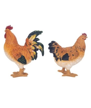 ORIGEN Home Decor Figura Gallina 2 U Animales | Figura de Gallina Naranja - 26x20x10cm