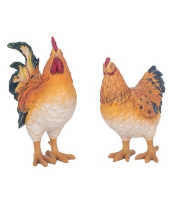 ORIGEN Home Decor Figura Gallina 2 U Animales | Figura de Gallina Naranja - 26x20x10cm