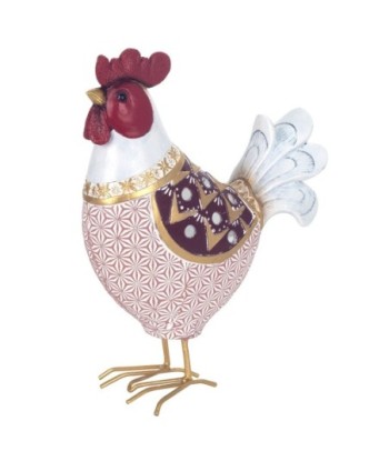 ORIGEN Home Decor Figura Gallina Animales | Figura de Gallina Lila - 24x17x7cm
