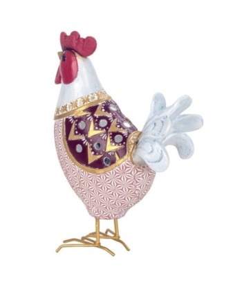 ORIGEN Home Decor Figura Gallina Animales | Figura de Gallina Lila - 24x17x7cm