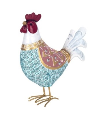 ORIGEN Home Decor Figura Gallina Animales | Figura de Gallina Azul - 21x16x7cm