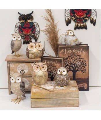 ORIGEN Home Decor Figura Búho Buhos | Figura de Búho Beige - 14x8x7cm