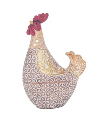 ORIGEN Home Decor Figura Gallina Animales | Figura de Gallina Beige - 20x14x8cm