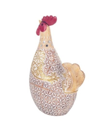 ORIGEN Home Decor Figura Gallina Animales | Figura de Gallina Beige - 20x14x8cm