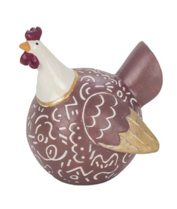 ORIGEN Home Decor Figura Gallina Animales | Figura de Gallina Marrón - 11x9x8cm