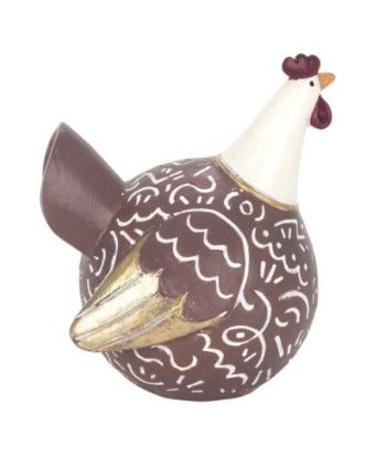 ORIGEN Home Decor Figura Gallina Animales | Figura de Gallina Marrón - 11x9x8cm