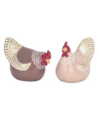 ORIGEN Home Decor Figura Gallina 2 U Animales | Figura de Gallina Multicolor - 7x12x6cm