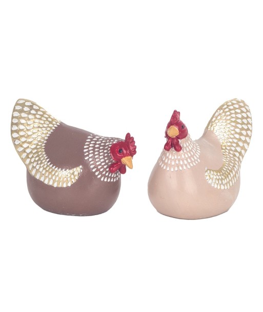 ORIGEN Home Decor Figura Gallina 2 U Animales | Figura de Gallina Multicolor - 7x12x6cm