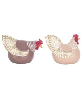 ORIGEN Home Decor Figura Gallina 2 U Animales | Figura de Gallina Multicolor - 7x12x6cm