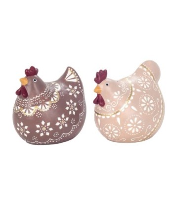 ORIGEN Home Decor Figura Gallina 2 U Animales | Figura de Gallina Multicolor - 14x15x11cm