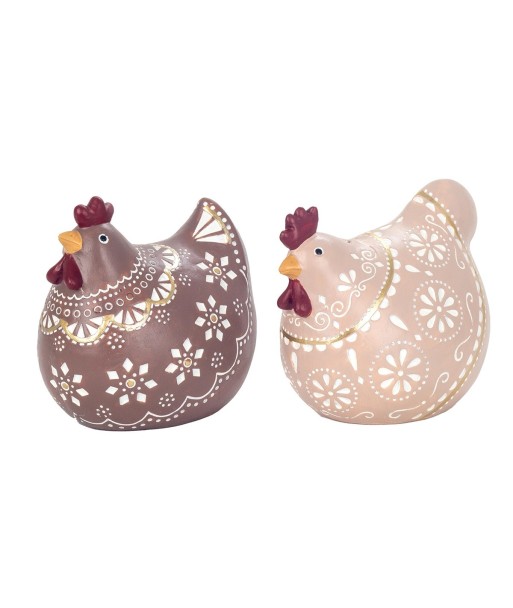ORIGEN Home Decor Figura Gallina 2 U Animales | Figura de Gallina Multicolor - 14x15x11cm
