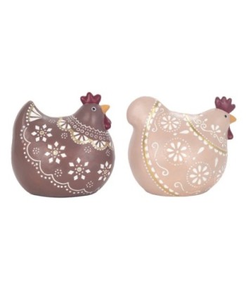 ORIGEN Home Decor Figura Gallina 2 U Animales | Figura de Gallina Multicolor - 14x15x11cm
