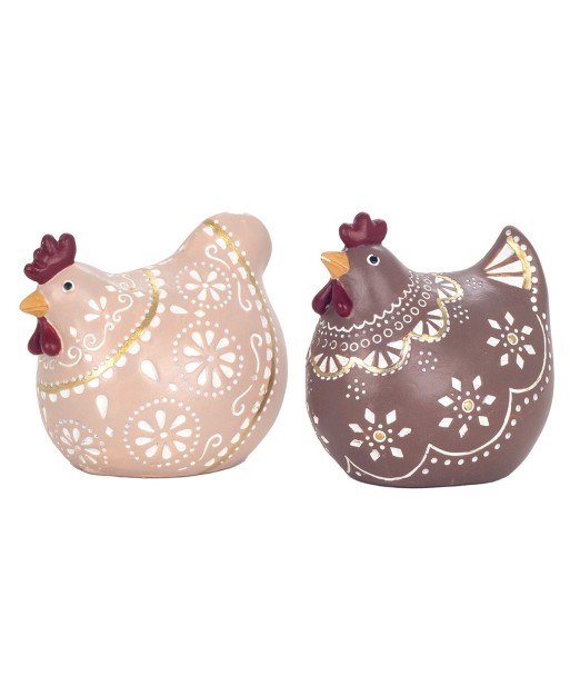 ORIGEN Home Decor Figura Gallina 2 U Animales | Figura de Gallina Multicolor - 10x10x7cm