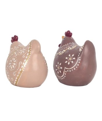ORIGEN Home Decor Figura Gallina 2 U Animales | Figura de Gallina Multicolor - 10x10x7cm
