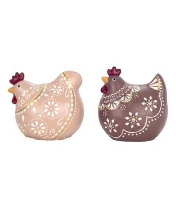 ORIGEN Home Decor Figura Gallina 2 U Animales | Figura de Gallina Multicolor - 10x10x7cm