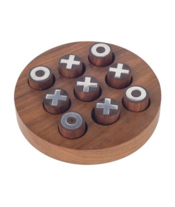 ORIGEN Home Decor Tres En Raya Circular Juegos | Marrón Redondo - 3x15x15cm