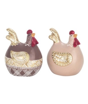 ORIGEN Home Decor Figura Gallina 2 U Animales | Figura de Gallina Multicolor - 10x9x7cm