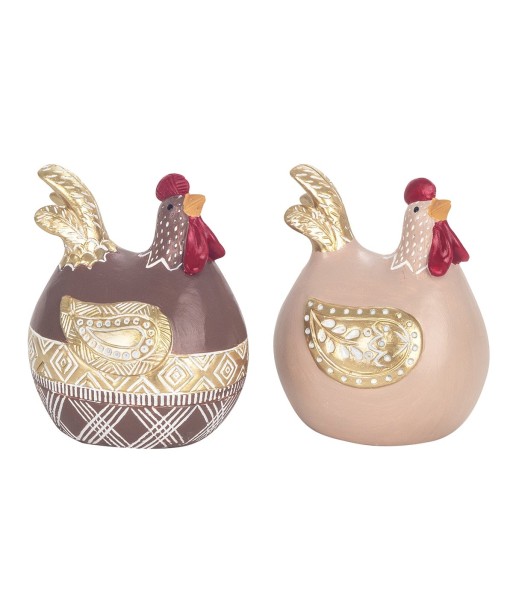 ORIGEN Home Decor Figura Gallina 2 U Animales | Figura de Gallina Multicolor - 10x9x7cm