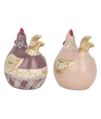 ORIGEN Home Decor Figura Gallina 2 U Animales | Figura de Gallina Multicolor - 10x9x7cm