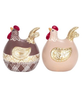 ORIGEN Home Decor Figura Gallina 2 U Animales | Figura de Gallina Multicolor - 10x9x7cm