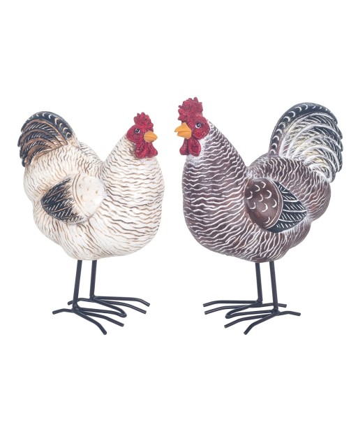 ORIGEN Home Decor Figura Gallina 2 U Animales | Figura de Gallina Gris - 19x14x8cm