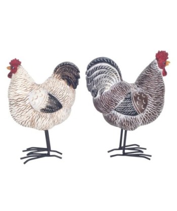 ORIGEN Home Decor Figura Gallina 2 U Animales | Figura de Gallina Gris - 19x14x8cm