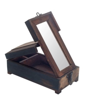 ORIGEN Home Decor Joyero con espejo Cajas Y Joyeros | Caja Marrón - 10x26x14cm