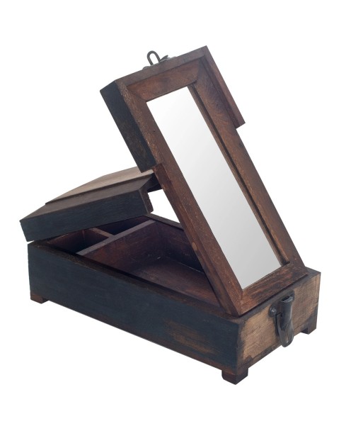 ORIGEN Home Decor Joyero con espejo Cajas Y Joyeros | Caja Marrón - 10x26x14cm