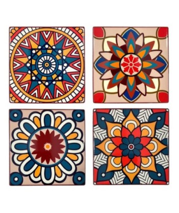 ORIGEN Home Decor Posavasos Set de 4 Unidades Posavasos | Multicolor Rectangular - 1x11x11cm