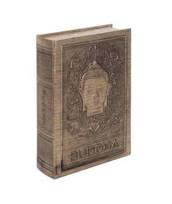 ORIGEN Home Decor Caja libro Buda Cajas Libro | Cajas de libro Gris Rectangular - 30x20x7cm