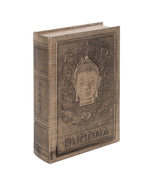 ORIGEN Home Decor Caja libro Buda Cajas Libro | Cajas de libro Gris Rectangular - 30x20x7cm