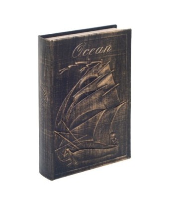 ORIGEN Home Decor Caja libro Velero Cajas Libro | Cajas de libro Negro Rectangular - 27x18x5cm