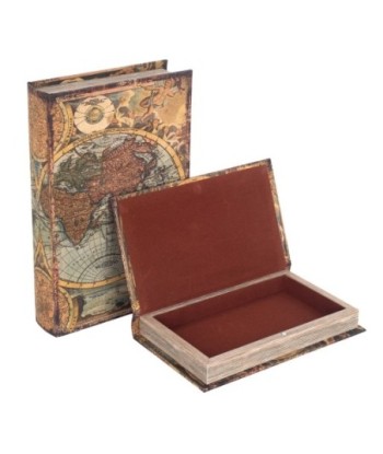 ORIGEN Home Decor Caja libro 2 Unidades Mundo Cajas Libro | Cajas de libro Naranja Rectangular - 26x17x5cm
