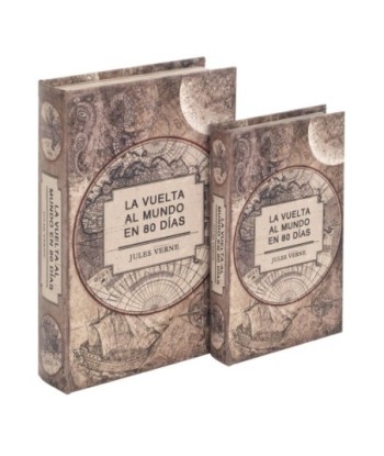 ORIGEN Home Decor Caja libro 2 Unidades Mundo Cajas Libro | Cajas de libro Marrón Rectangular - 26x17x5cm