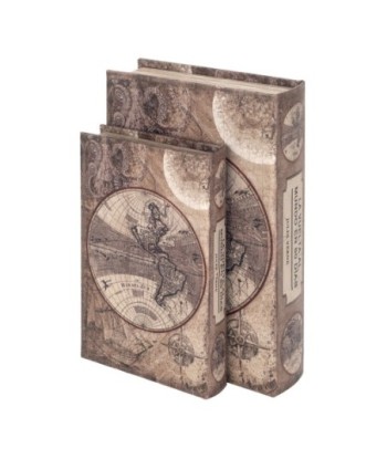 ORIGEN Home Decor Caja libro 2 Unidades Mundo Cajas Libro | Cajas de libro Marrón Rectangular - 26x17x5cm