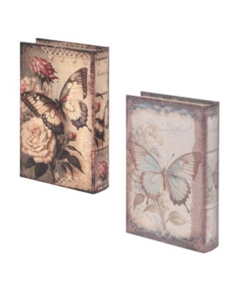ORIGEN Home Decor Cajas Libro Set 2 Unidades Cajas Libro | Cajas de libro Marrón Rectangular - 26x17x5cm